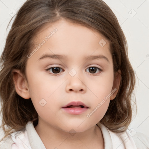 Neutral white child female with medium  brown hair and brown eyes