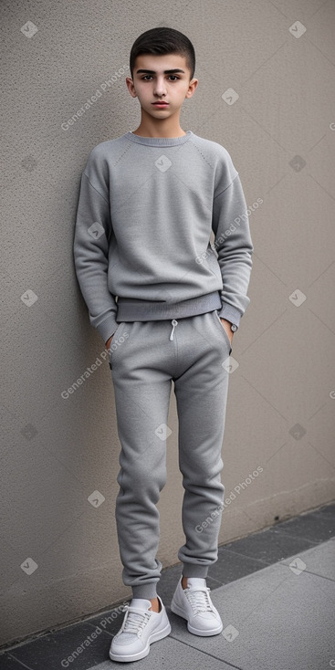 Azerbaijani teenager boy with  gray hair