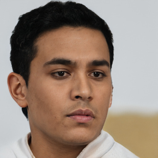 Neutral asian young-adult male with short  brown hair and brown eyes