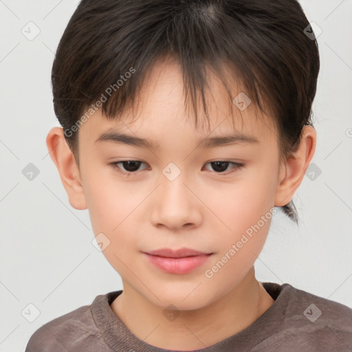 Neutral white child female with short  brown hair and brown eyes