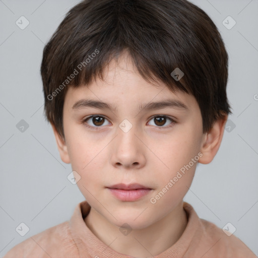 Neutral white child male with short  brown hair and brown eyes