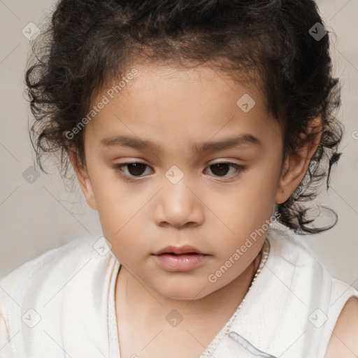 Neutral white child female with short  brown hair and brown eyes