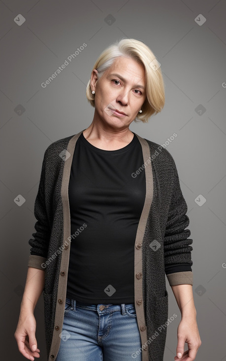 Middle-aged non-binary with  blonde hair