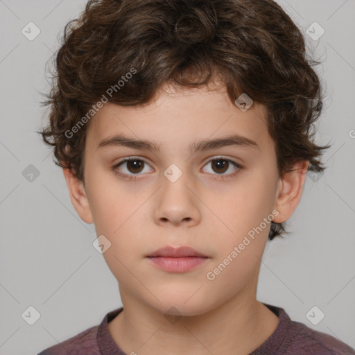 Neutral white child male with medium  brown hair and brown eyes