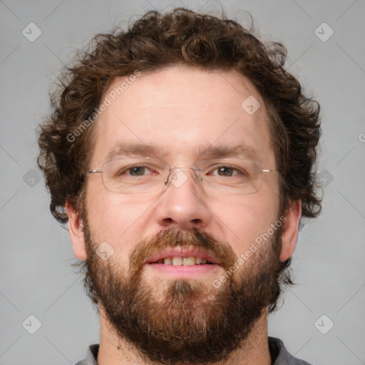 Neutral white adult male with short  brown hair and brown eyes