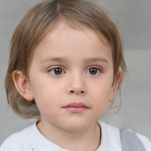 Neutral white child female with medium  brown hair and brown eyes