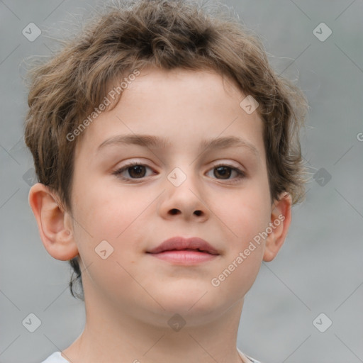 Neutral white child male with short  brown hair and brown eyes