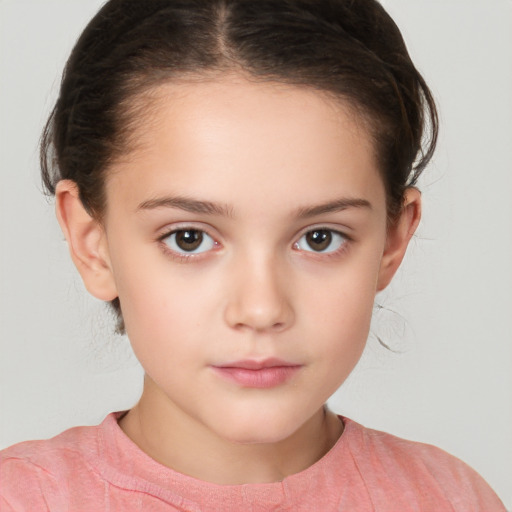 Neutral white child female with short  brown hair and brown eyes