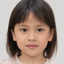 Neutral white child female with medium  brown hair and brown eyes