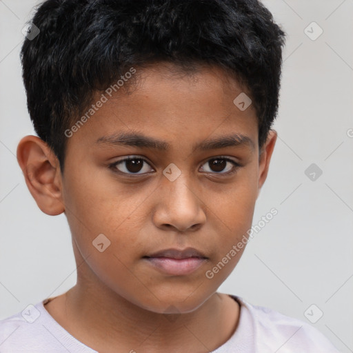 Neutral white child male with short  brown hair and brown eyes