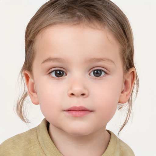 Neutral white child female with medium  brown hair and brown eyes