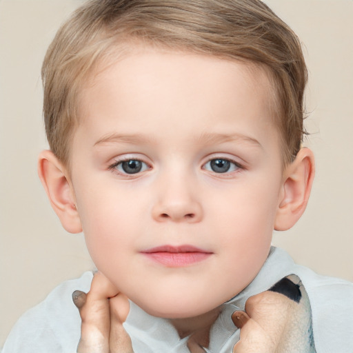 Neutral white child female with short  brown hair and blue eyes