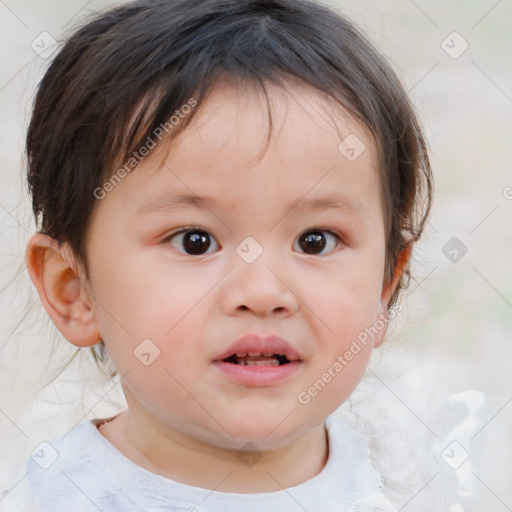 Neutral white child female with medium  brown hair and brown eyes