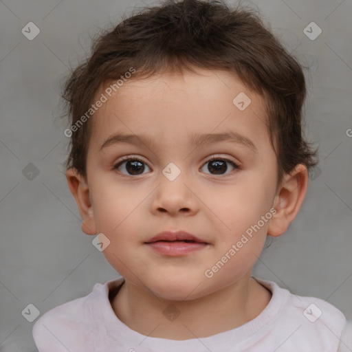 Neutral white child male with short  brown hair and brown eyes