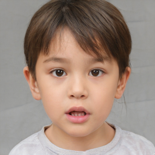 Neutral white child female with short  brown hair and brown eyes