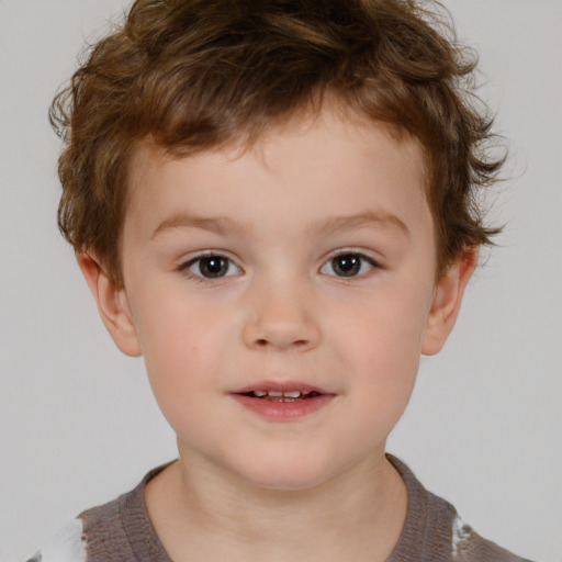 Neutral white child male with short  brown hair and brown eyes