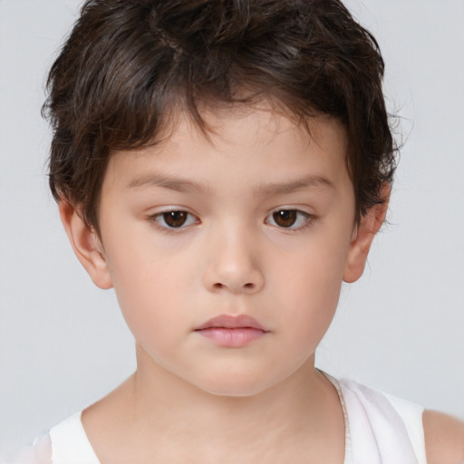 Neutral white child male with short  brown hair and brown eyes