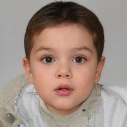 Neutral white child female with short  brown hair and brown eyes