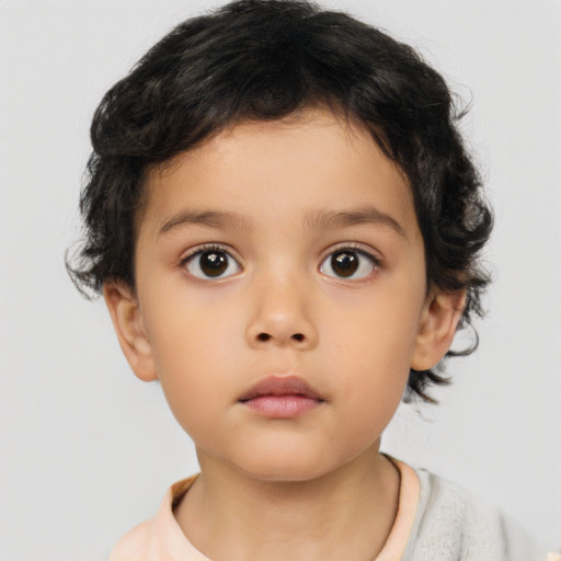 Neutral asian child female with short  brown hair and brown eyes