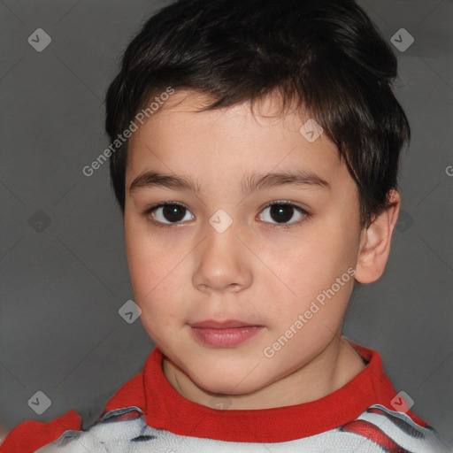 Neutral white child female with short  brown hair and brown eyes