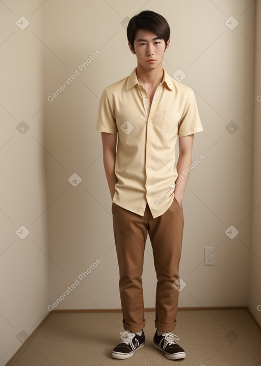 Japanese young adult male with  brown hair