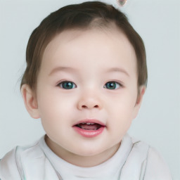 Neutral white child female with short  brown hair and brown eyes