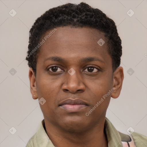 Neutral latino young-adult male with short  brown hair and brown eyes
