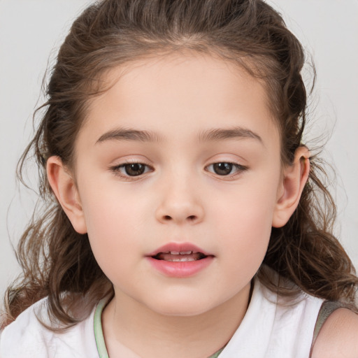 Neutral white child female with medium  brown hair and brown eyes