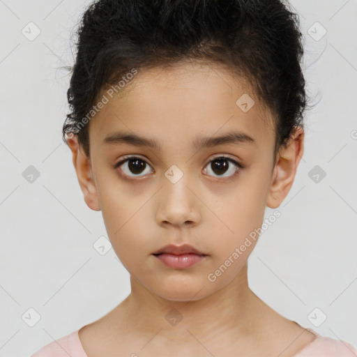 Neutral white child female with short  brown hair and brown eyes