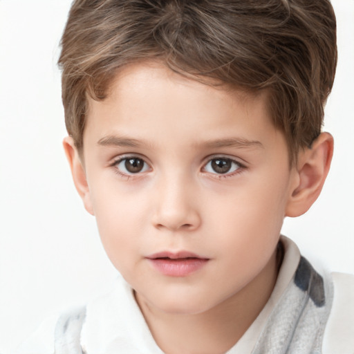 Neutral white child male with short  brown hair and brown eyes