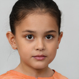 Neutral white child female with short  brown hair and brown eyes