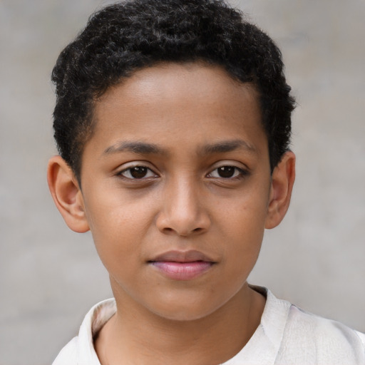 Neutral black child male with short  brown hair and brown eyes