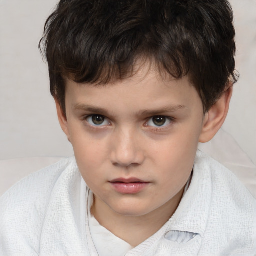 Neutral white child male with short  brown hair and brown eyes