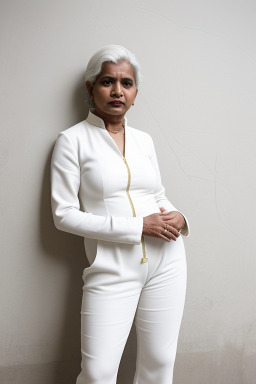 Sri lankan middle-aged female with  white hair