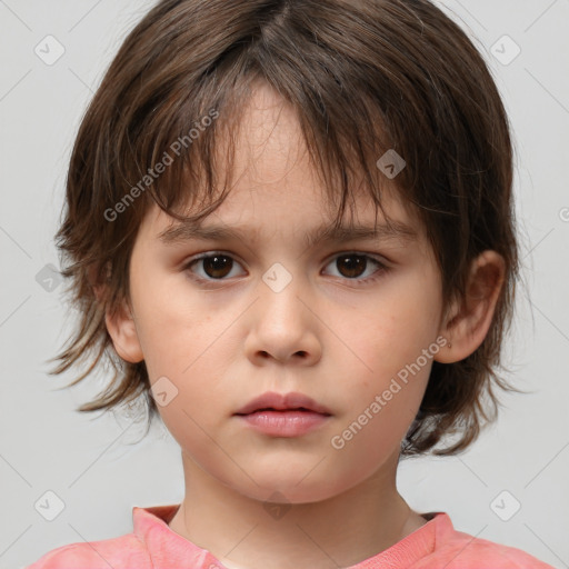 Neutral white child female with medium  brown hair and brown eyes