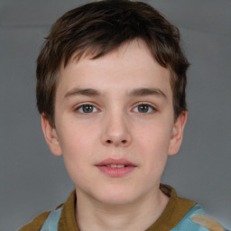 Neutral white child male with short  brown hair and brown eyes