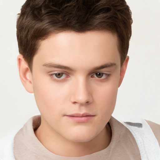 Neutral white child male with short  brown hair and brown eyes