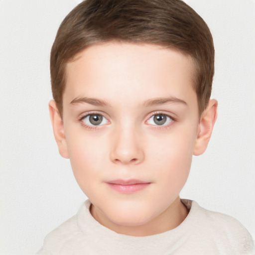 Neutral white child female with short  brown hair and brown eyes