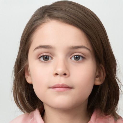 Neutral white child female with medium  brown hair and brown eyes