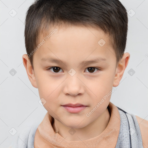 Neutral white child male with short  brown hair and brown eyes