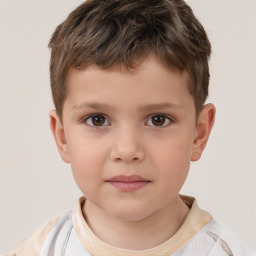 Neutral white child male with short  brown hair and brown eyes