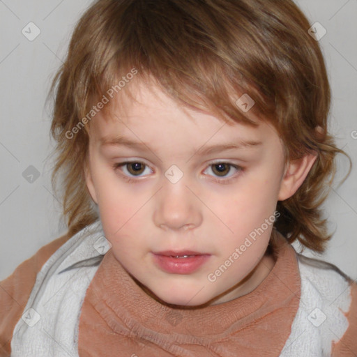 Neutral white child female with medium  brown hair and brown eyes