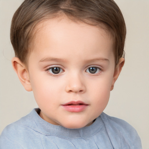 Neutral white child female with short  brown hair and brown eyes