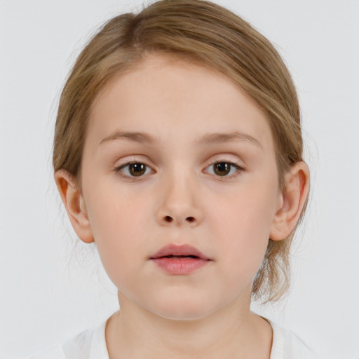 Neutral white child female with medium  brown hair and brown eyes