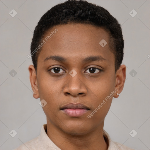 Neutral latino young-adult male with short  brown hair and brown eyes