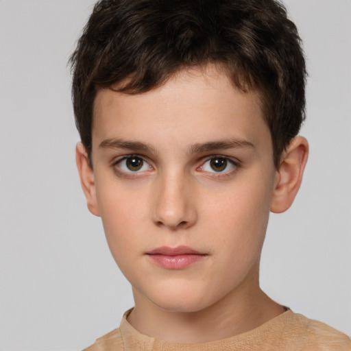 Neutral white child male with short  brown hair and brown eyes