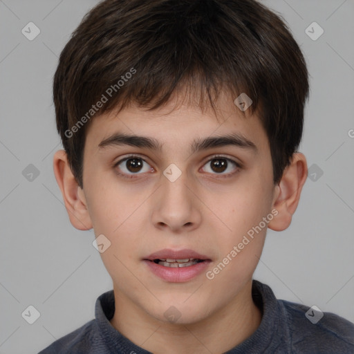 Neutral white child male with short  brown hair and brown eyes