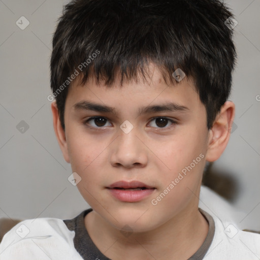 Neutral white child male with short  brown hair and brown eyes