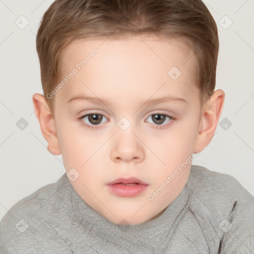 Neutral white child female with short  brown hair and brown eyes