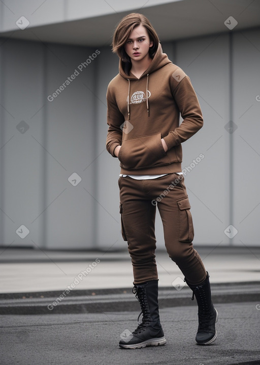 Icelandic young adult male with  brown hair